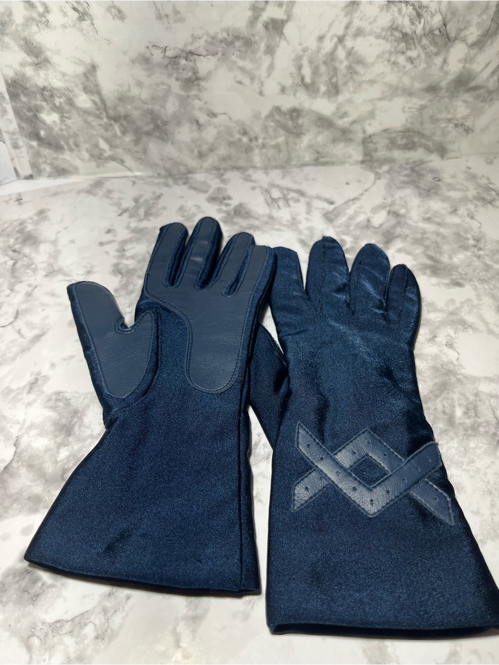 Vintage Women’s 90s Navy Blue Dress Gloves leather accents